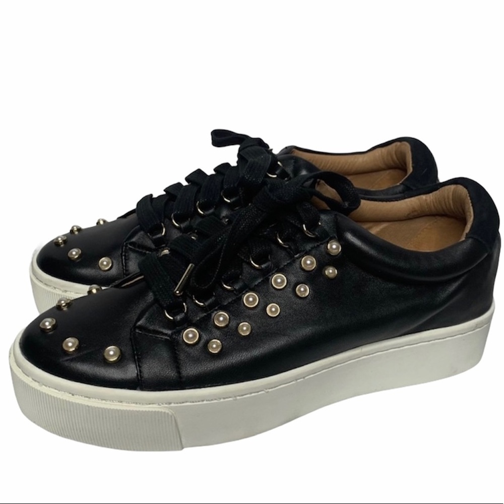 NWOT JOIE Handan Pearl Embellished Leather Sneaker